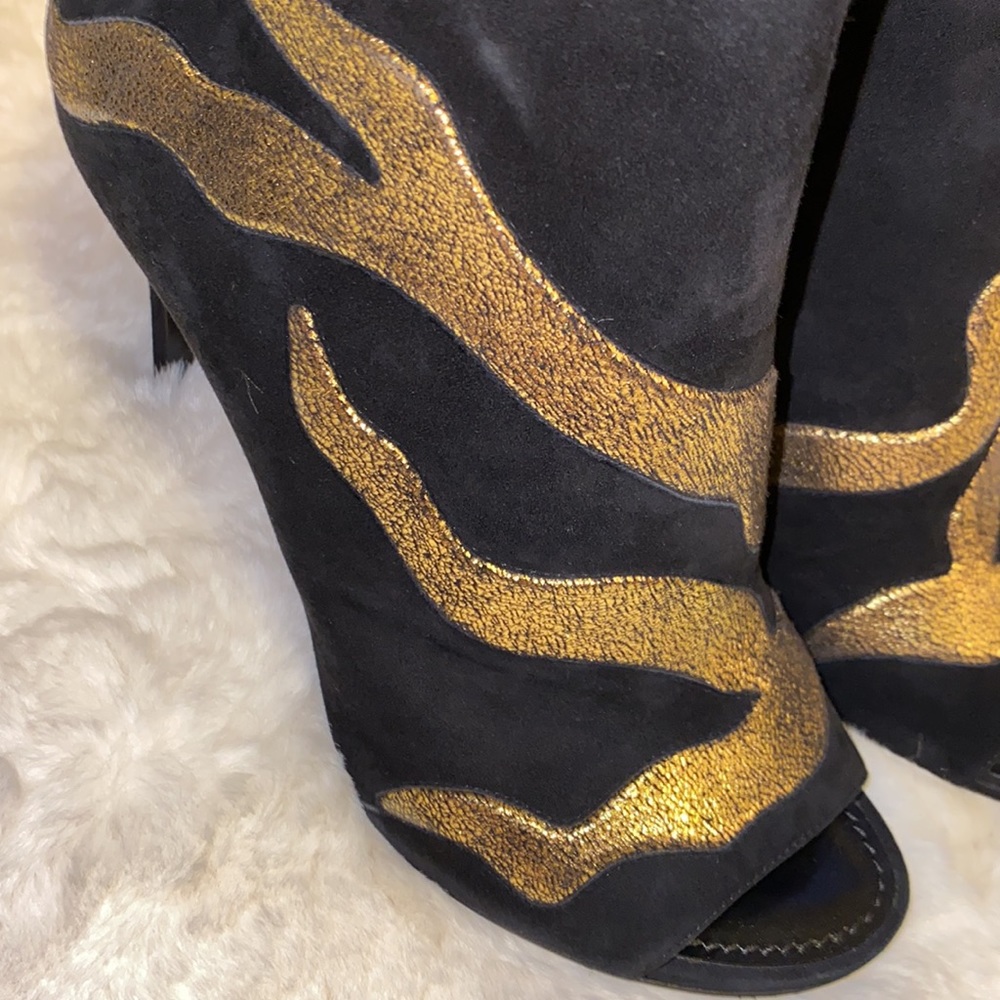 LOUIS VUITTON Gold Flame Peep Toe Booties - Picture 12 of 17